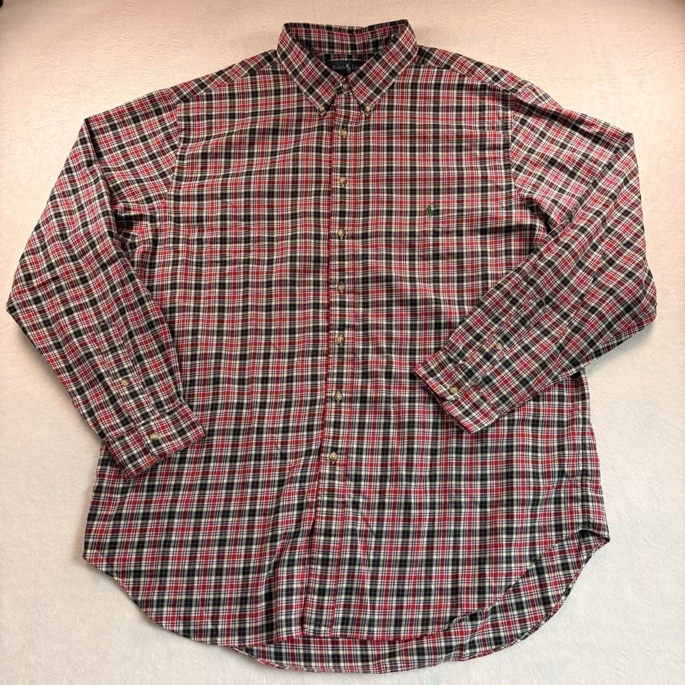 Polo Ralph Lauren Button Down Shirt Men's 3XLT Long Sleeve Plaid Multi Color